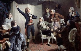 Французский поэт и композитор, написавший слова и музыку для революционного гимна «Марсельеза» родился 10 мая 1760 г/ Руже де Лиль (10 мая 1760-1836) впервые исполняет 'Марсельезу'. Картина И. Пильса / wikipedia.org