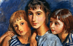 12 стихотворений о мамах. Зинаида Серебрякова Автопортрет с дочерьми, 1921 год / Wikipedia