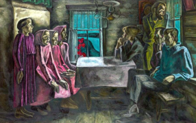 Виктор Попков. 'Ой, да как всех мужей побрали на войну…' (Северная песня). 1968 г. / Третьяковская галерея
