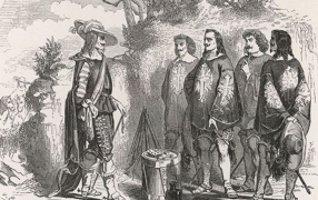 Мушкетёры и кардинал Ришелье. Иллюстрация из книги. Фото: globallookpress.com