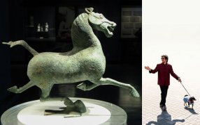 «Летящая лошадь», бронзовая статуэтка 25—220 гг. н. э. в музее провинции Ганьсу. Фото Романа Шапиро с сайта Русской службы радио Тайваня обработано в GigaChat / www.rti.org.tw