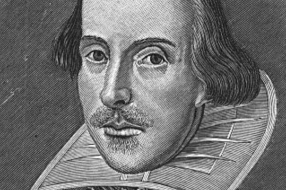 Единственное известное достоверное изображение Шекспира — гравюра из посмертного «Первого фолио» (1623) работы Мартина Друшаута