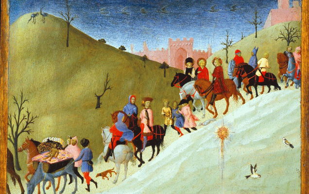 Цитаты западных писателей о Рождестве/Путешествие волхвов ок. 1433–35 Сассетта (Стефано ди Джованни)  / metmuseum.org