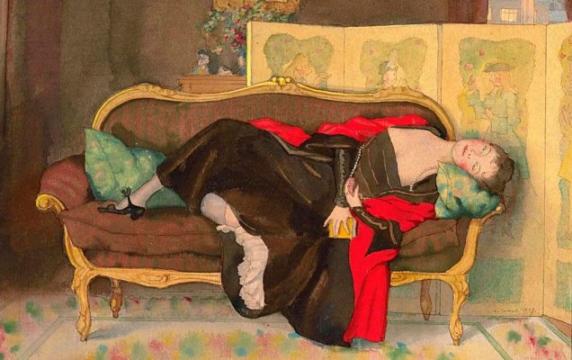 Без суеты.  Топ 10 книг о том, как правильно отдыхать/Константин Сомов. Дама, лежащая на диване 