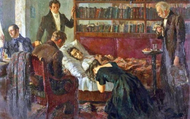 Гибель Пушкина — не заживающая вот уже 189 лет рана русской культуры / «28 января 1837. Последние минуты А.С. Пушкина». Л.З. Танклевский, 1949 г. / Commons.wikimedia.org