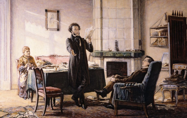 Николай Ге. 'Пущин у Пушкина в Михайловском'. Холст, масло. 1875 г.