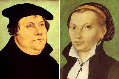 Мартин Лютер и его жена, Катарина фон Бора. Репродукция картины Лукаса Кранаха Старшего. Художник был близким другом Лютера.