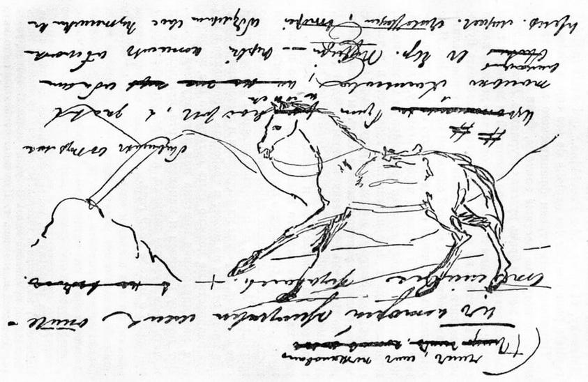 Кавказские рукописи Пушкина тоже изобилуют его рисунками. 1829