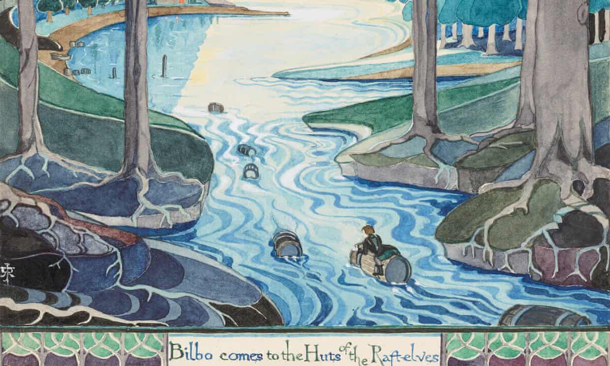 Иллюстрация приключений Бильбо Бэггинса, выполненная Толкиным в июле 1937г. Фото:  The Tolkien Estate Limited (tolkienestate.com/painting/the-hobbit)
