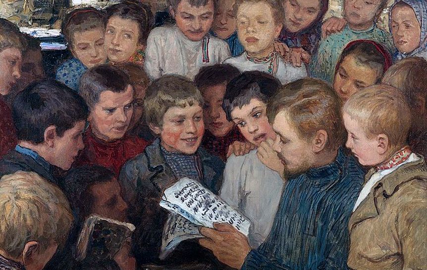 60 писателей-учителей / Николай Богданов-Бельский 'Сельская школа', 1890-е / wikipedia.org