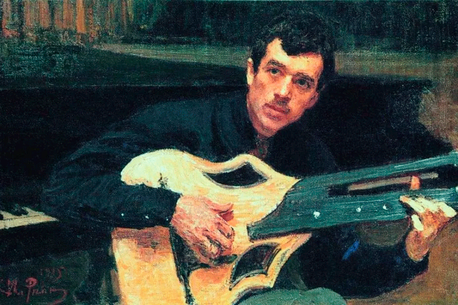 Гитара с двумя грифами на портрете Василия Сварога работы Ильи Репина / wikipedia.org