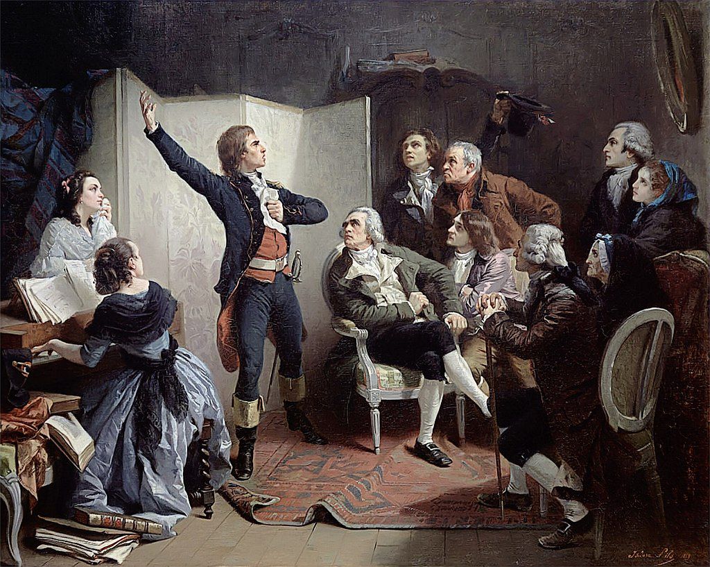 Французский поэт и композитор, написавший слова и музыку для революционного гимна «Марсельеза» родился 10 мая 1760 г/ Руже де Лиль (10 мая 1760-1836) впервые исполняет 'Марсельезу'. Картина И. Пильса / wikipedia.org