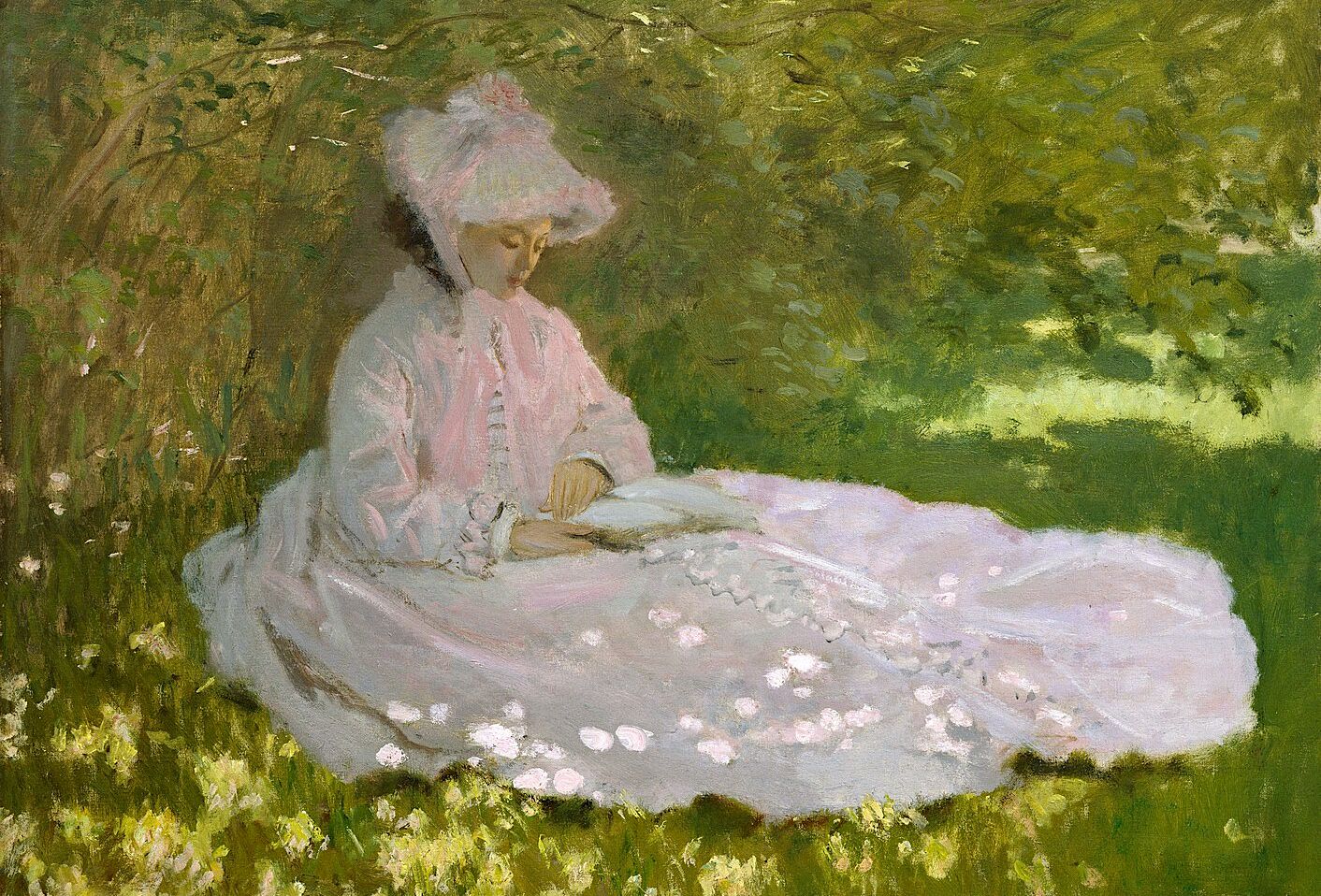 Клод Моне, картина «Весна», также известная как «Читательница»