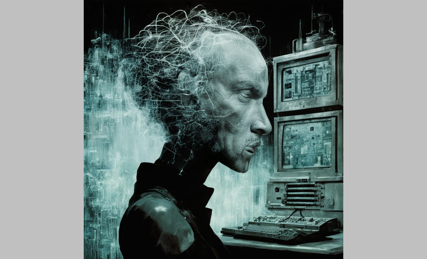 Картинка, сгенерированная ИИ Kandinsky 3.0 по запросу 'Феромоновые компьютеры и судьба человечества' / fusionbrain.ai