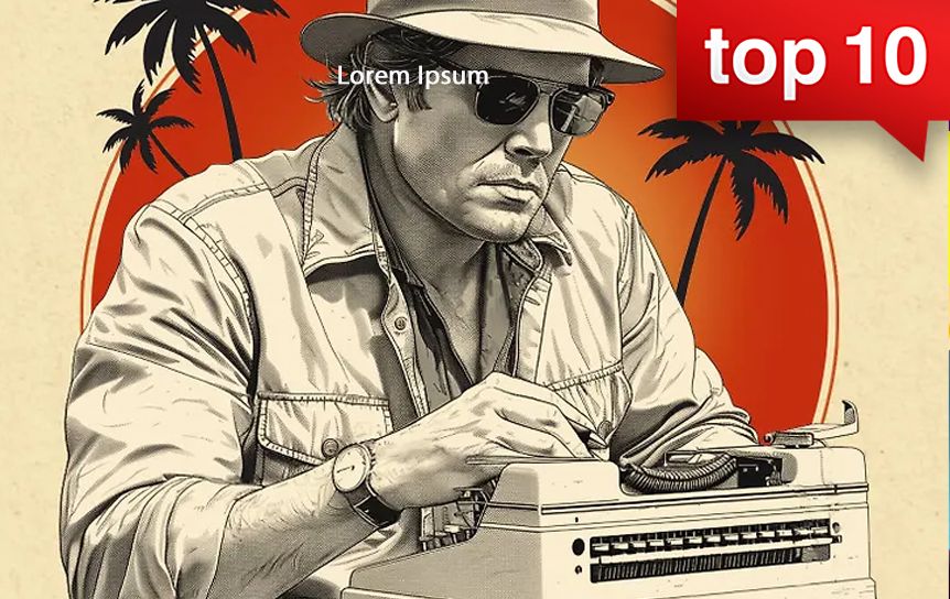 Топ-10 книг о журналистах / фрагмент обложки книги Хантера Томпсона «Ромовый дневник». — АСТ, 2024