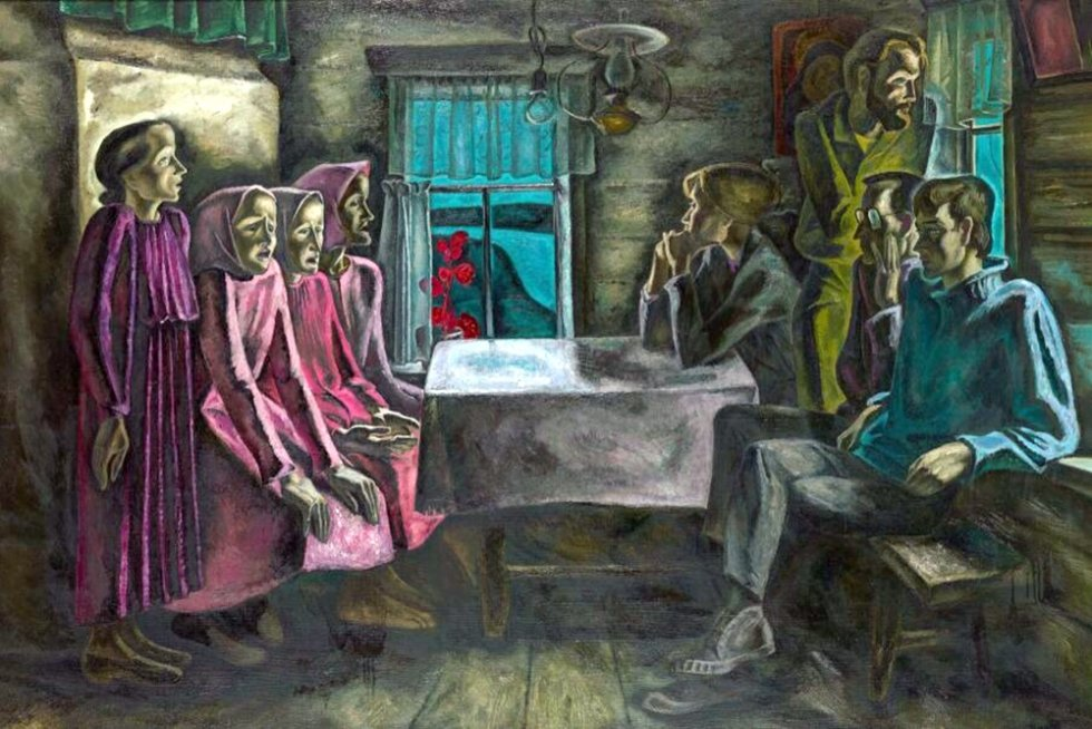 Виктор Попков. 'Ой, да как всех мужей побрали на войну…' (Северная песня). 1968 г. / Третьяковская галерея
