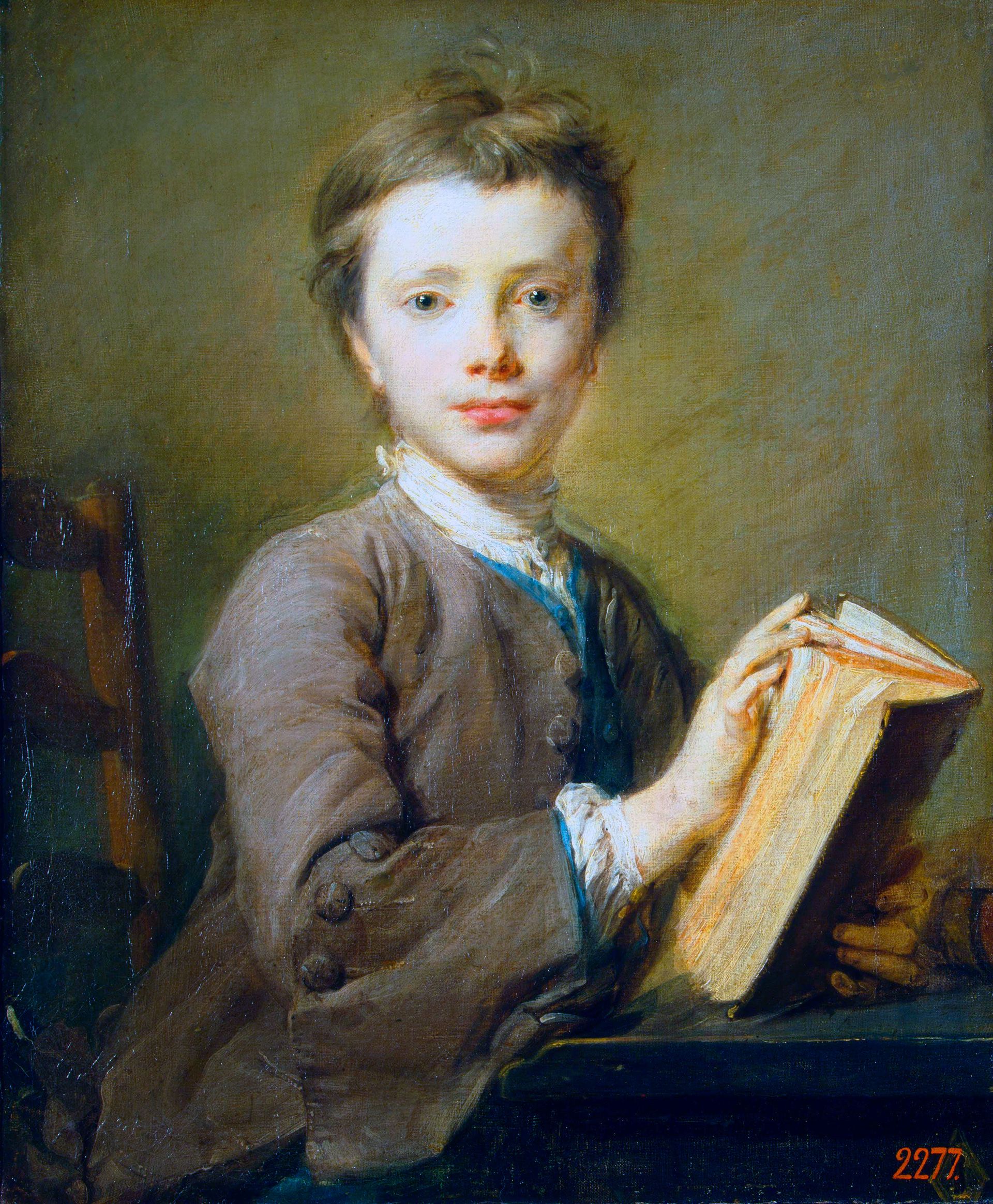 Портрет мальчика с книгой. Около 1745—1746. Жан-Батист Перронно / Эрмитаж / ru.wikipedia.org