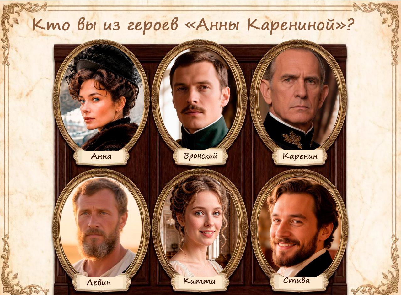 Тест. Кто вы из героев «Анны Карениной»? / Коллаж создан с использованием ИИ Тест. Кто вы из героев «Анны Карениной»? / Коллаж создан с использованием ИИ