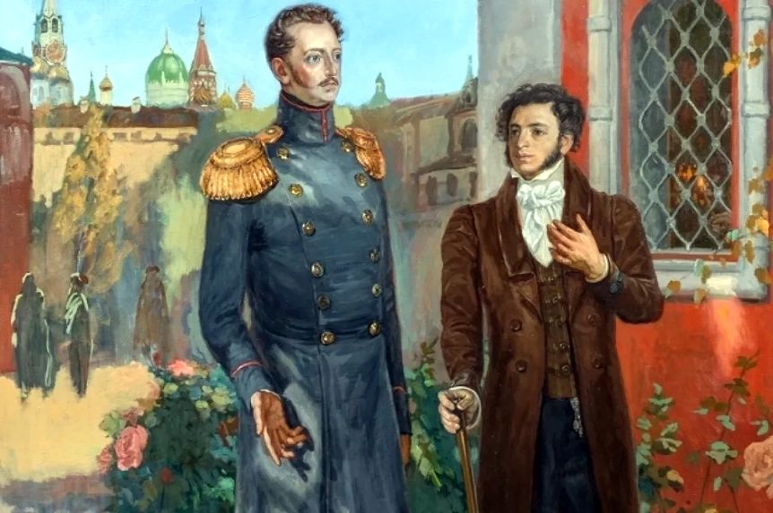 «Встреча императора Николая I с Александром Сергеевичем Пушкиным в Чудовом монастыре Московского Кремля» (1984). «Встреча императора Николая I с Александром Сергеевичем Пушкиным в Чудовом монастыре Московского Кремля» (1984).
